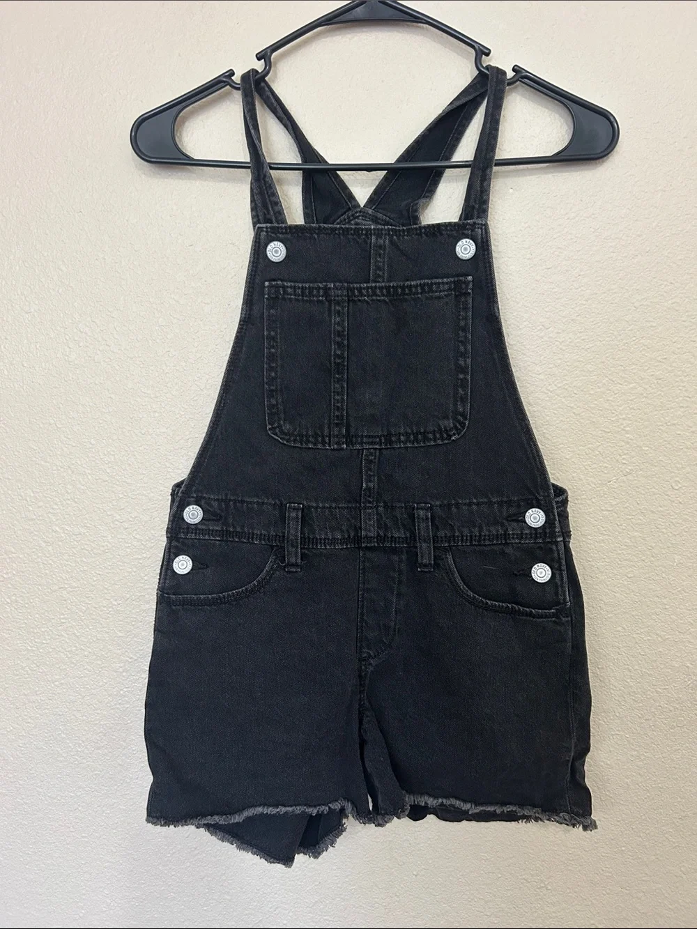 Light Blue & Black Denim Kids' Short Overalls